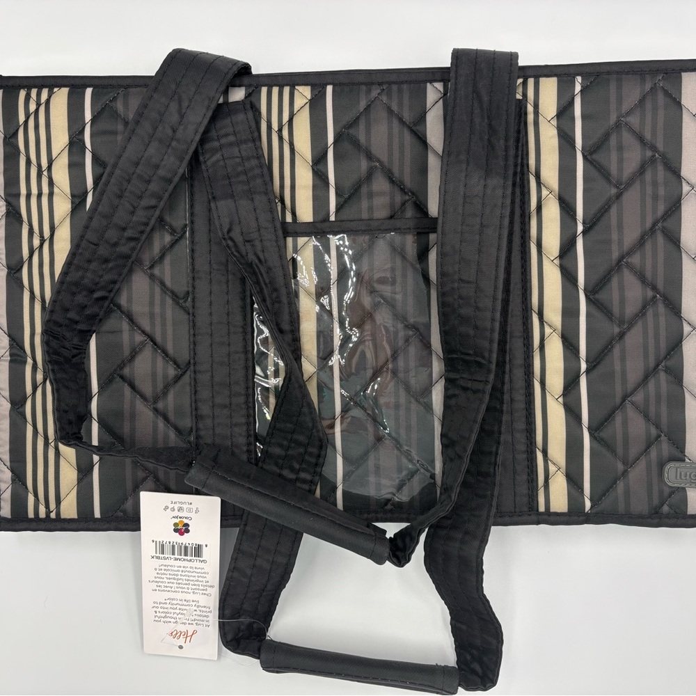 NWT Lug Gallop tote love stripe black
